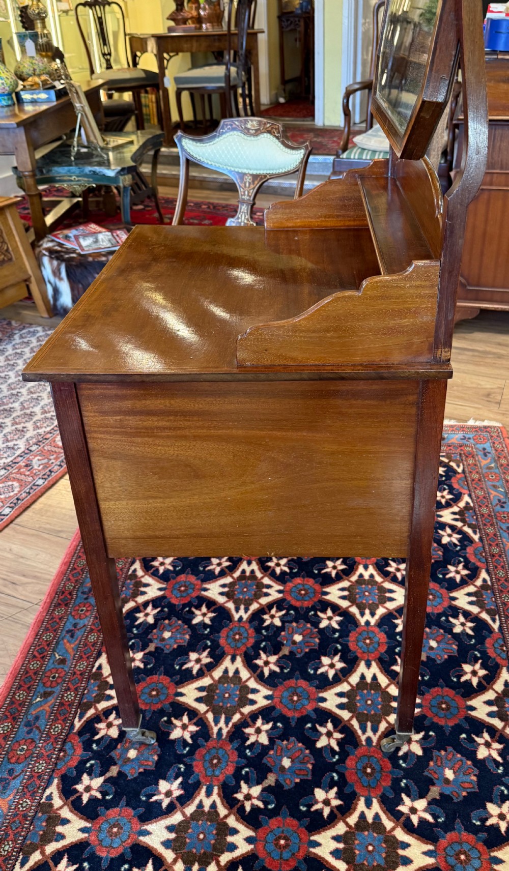 Edwardian Mahogany and Satinwood Dressing Table View VI