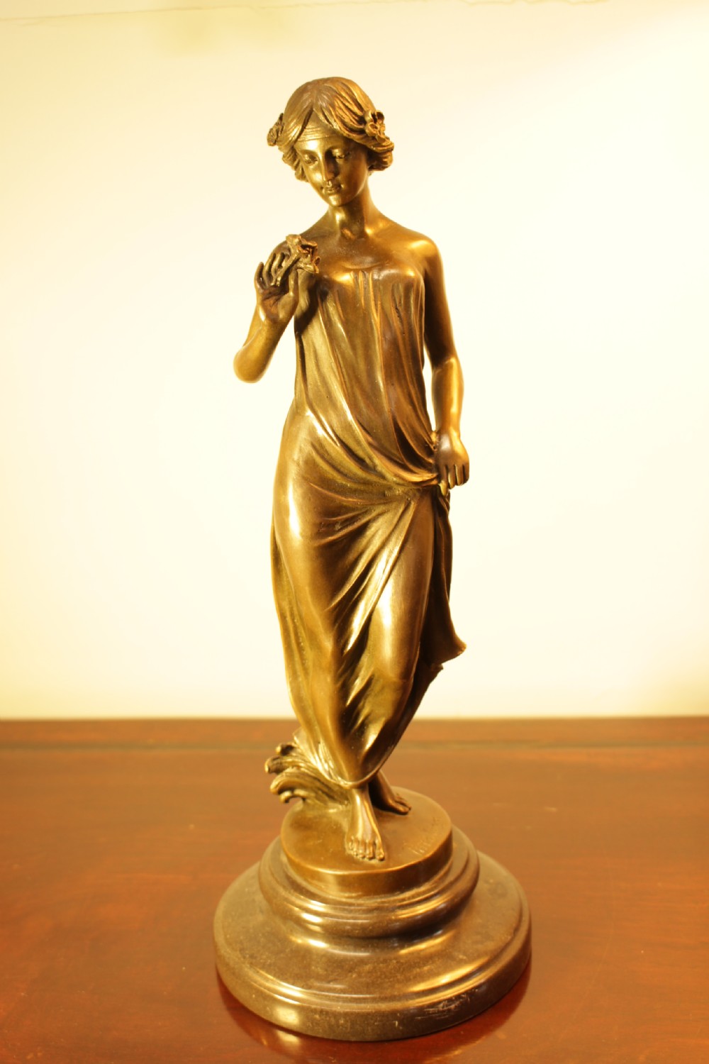 Bronze Sculpture Of a Lady Signed 