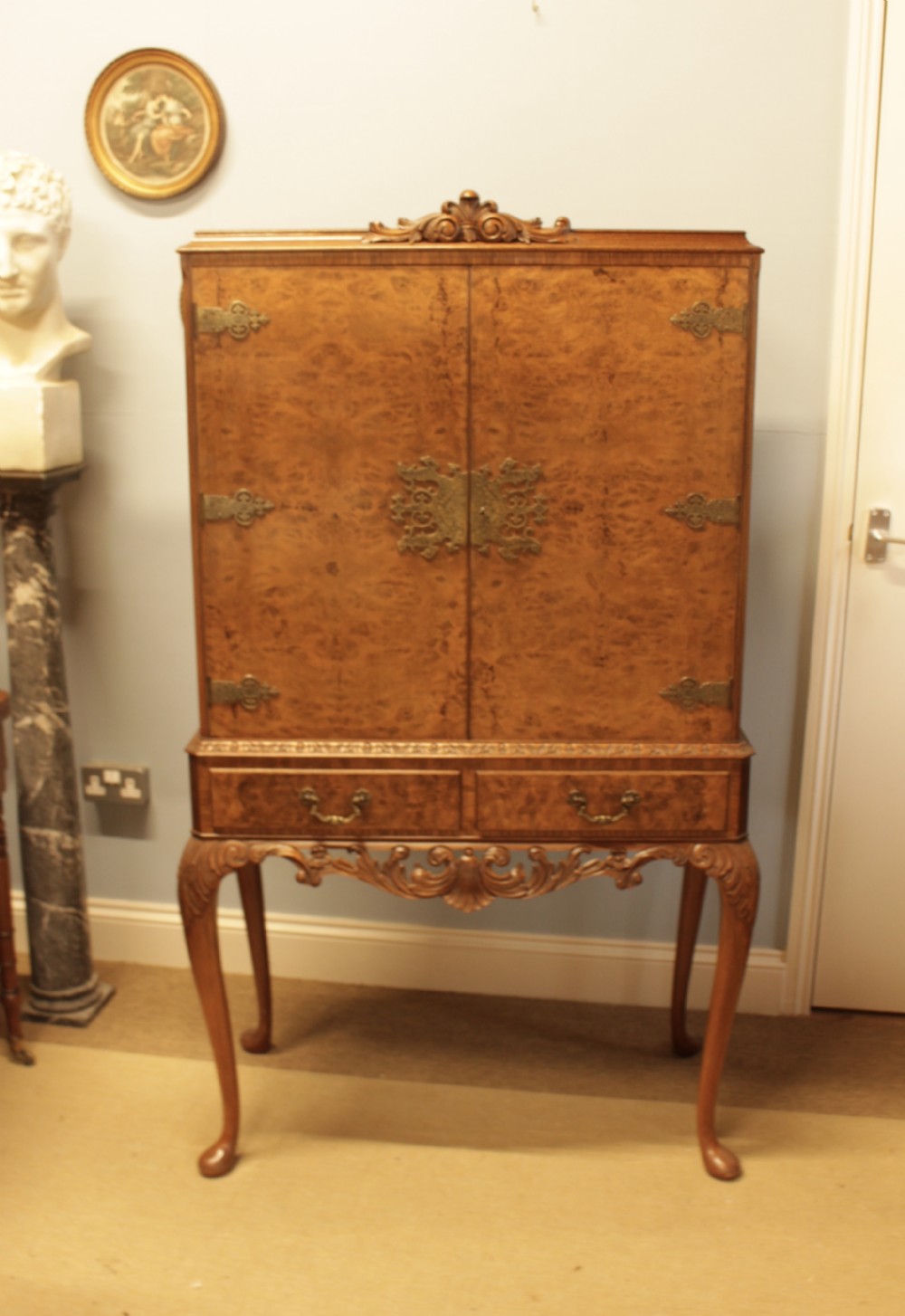 Circa 1930 Walnut Cocktail Cabinet 