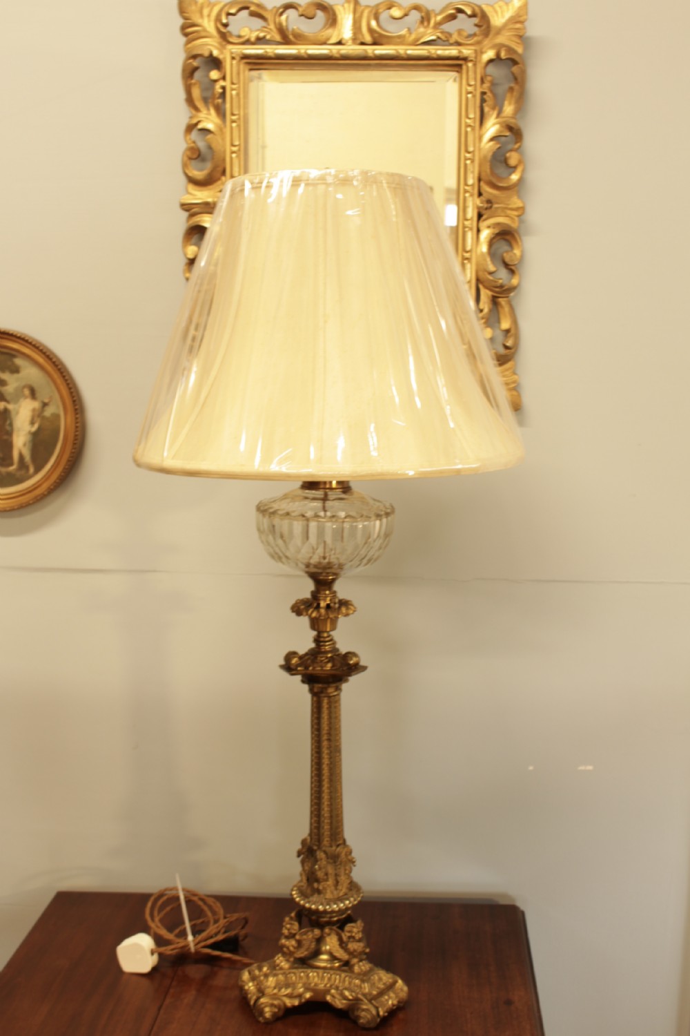 19th Century Gilt Brass Table Lamp 