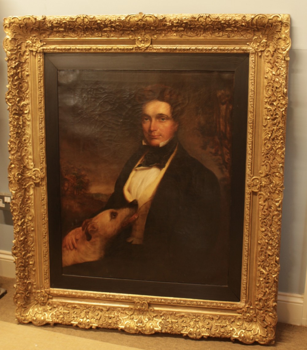 Regency Oil on Canvas of Gentleman & His Dog 