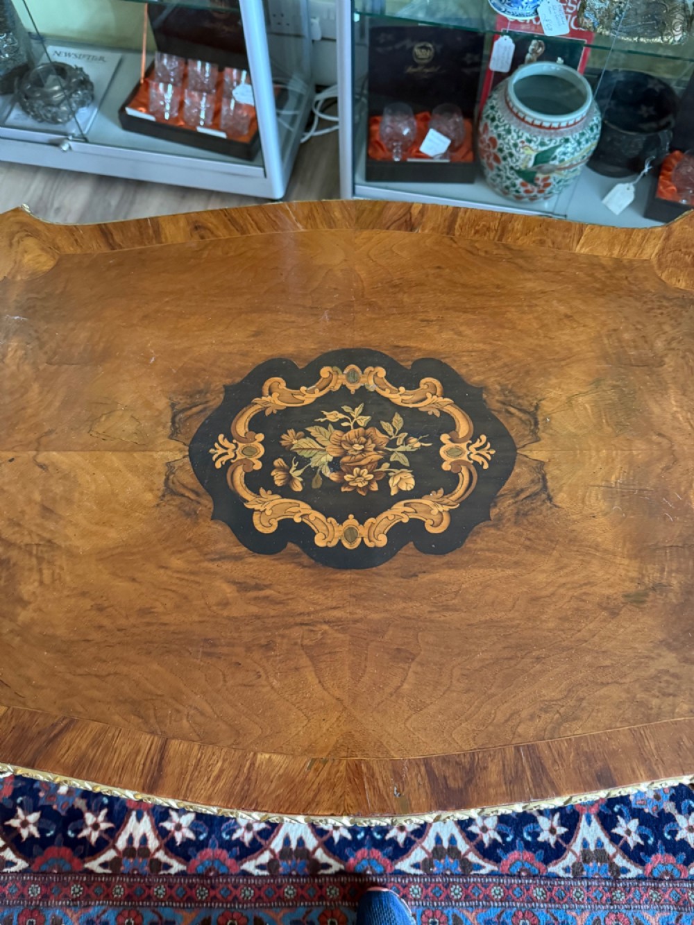 An Elegant French Walnut and Gilt Centre or Writing Table View II