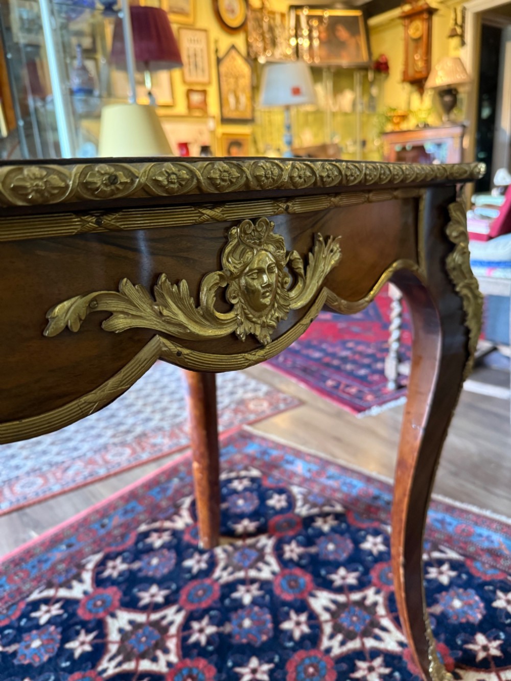 An Elegant French Walnut and Gilt Centre or Writing Table View III