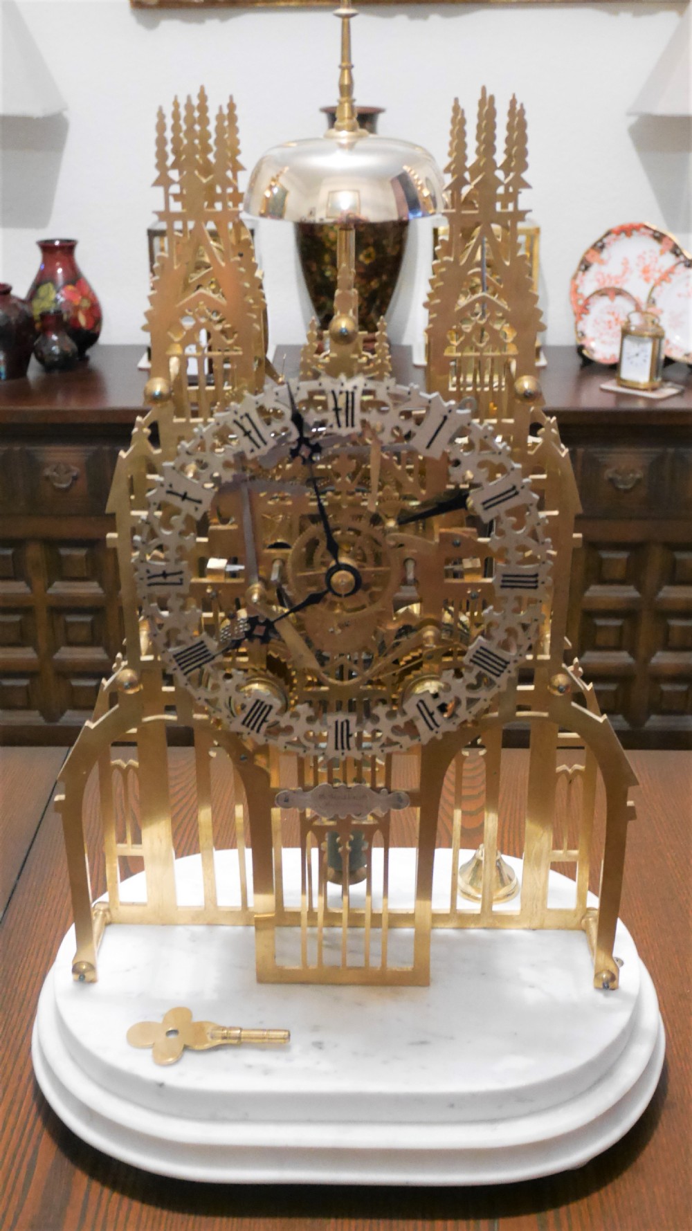A fine quality double fusee skeleton clock c1850