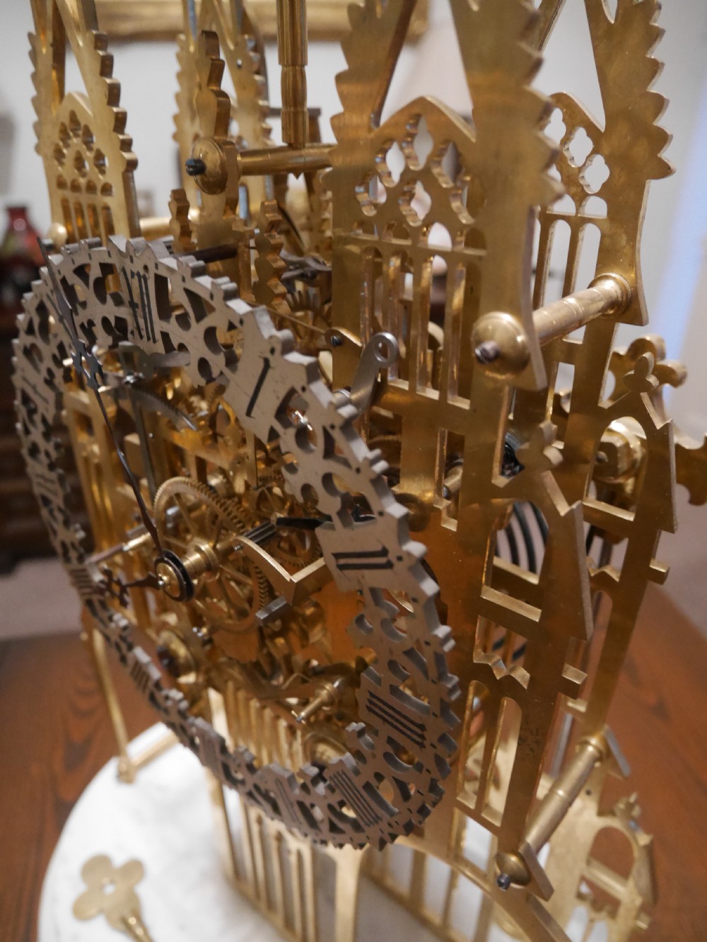 A fine quality double fusee skeleton clock c1850 View IX