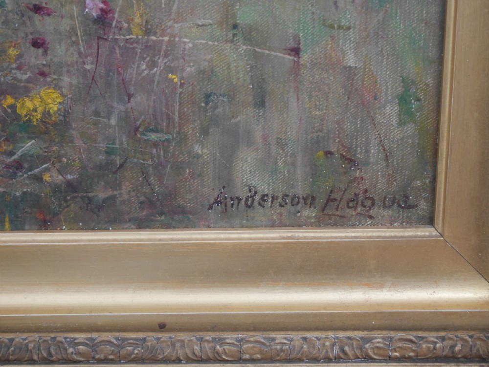 An oil painting depicting cattle grazing in a green pastoral field, set within an ornate gilded wooden frame. View III