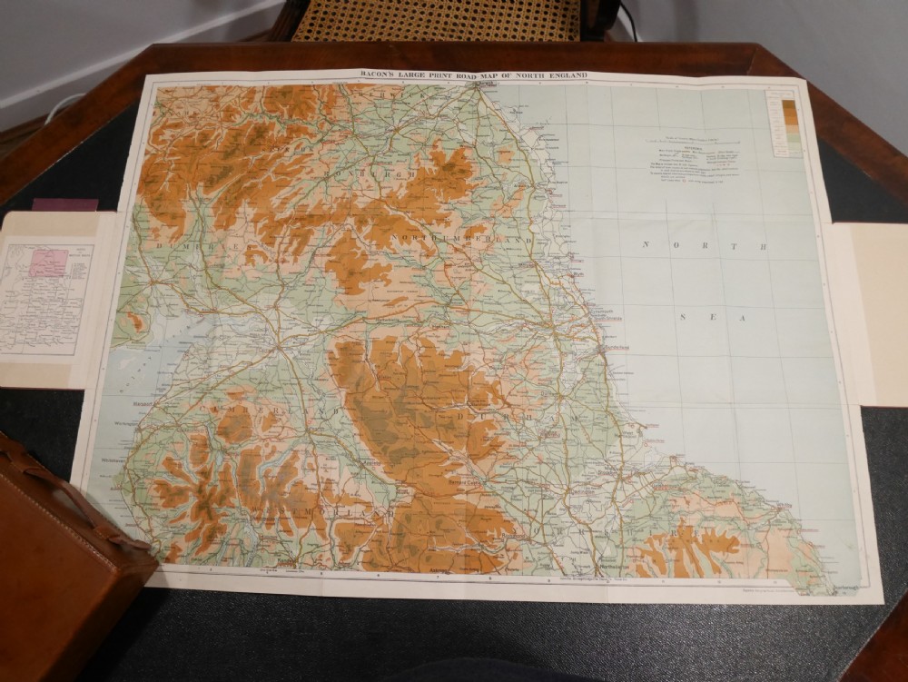G W Bacon Leather Cased Set of Motoring Maps View VII