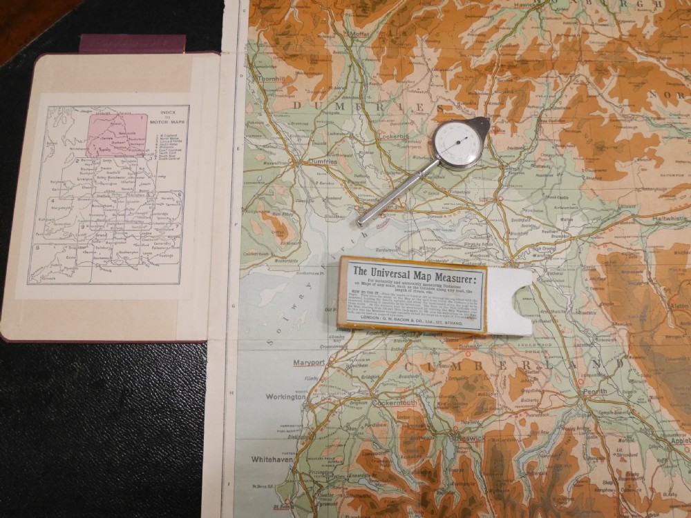 G W Bacon Leather Cased Set of Motoring Maps View X