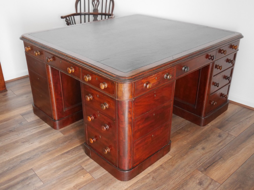 Nineteenth Century Four Pedestal Partners Desk