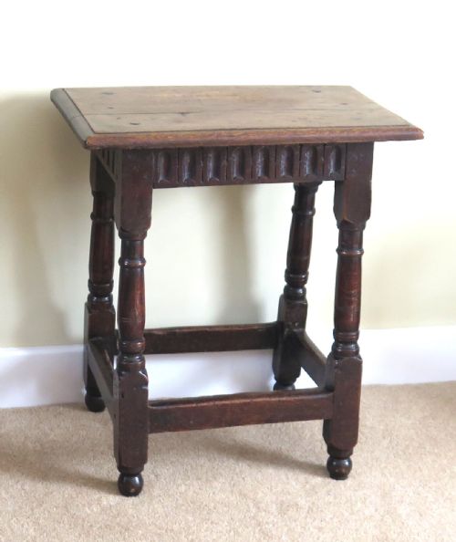 Charles 1st English Jointed Stool Oak, Early to Mid 17th Century circa 1630