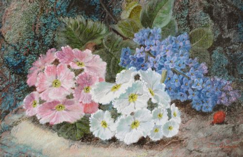 PAIR OF STILL LIFE OIL PAINTINGS OF FRUIT AND FLOWERS BY OLIVER CLARE - ADDITIONAL PHOTO 2