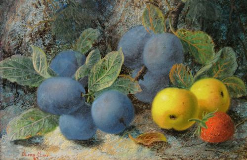 PAIR OF STILL LIFE OIL PAINTINGS OF FRUIT AND FLOWERS BY OLIVER CLARE - ADDITIONAL PHOTO 6