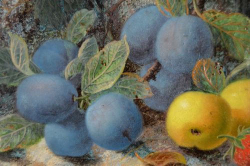 PAIR OF STILL LIFE OIL PAINTINGS OF FRUIT AND FLOWERS BY OLIVER CLARE - ADDITIONAL PHOTO 7