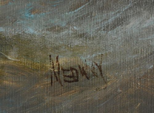 SEASCAPE OIL PAINTING OF A HAY BARGE ON THE MEDWAY BY HUBERT THORNLEY - ADDITIONAL PHOTO 4
