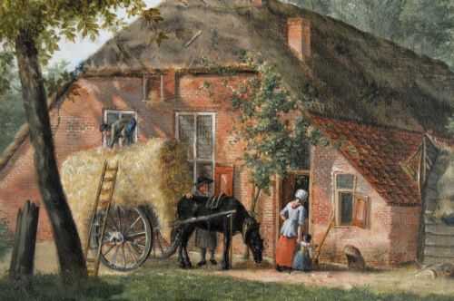 LANDSCAPE OIL PAINTING OF A FARM BY HERMANUS VAN BRUSSEL - ADDITIONAL PHOTO 2
