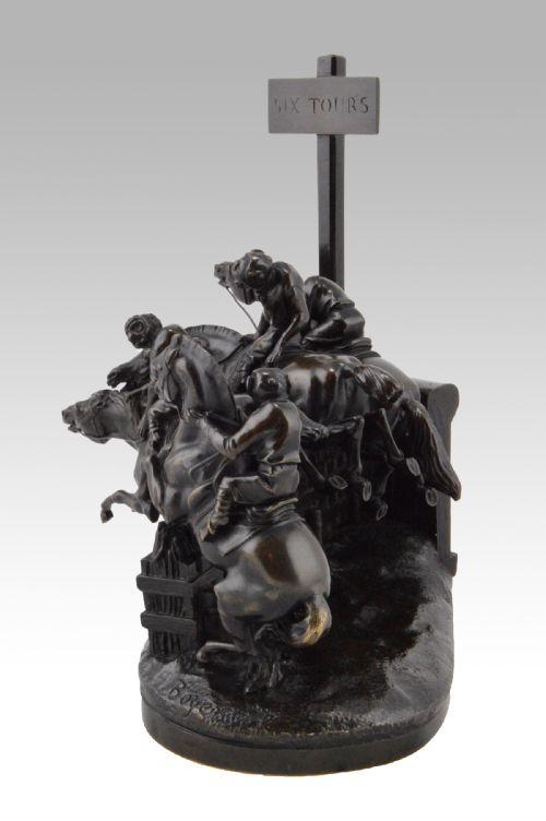 BRONZE SCULPTURE OF MONKEYS RACING ON HORSES BY PAUL JOSEPH GAYRARD - ADDITIONAL PHOTO 2