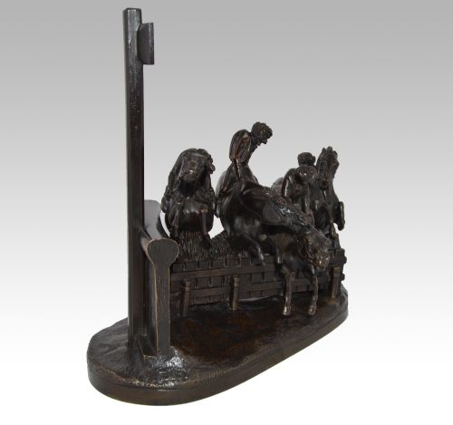 BRONZE SCULPTURE OF MONKEYS RACING ON HORSES BY PAUL JOSEPH GAYRARD - ADDITIONAL PHOTO 3
