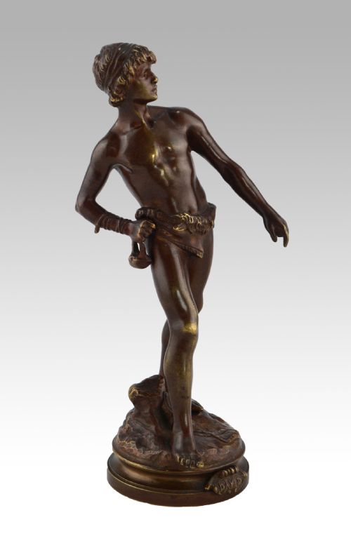 BRONZE SCULPTURE OF DAVID BY LOUIS AUGUSTE MOREAU - ADDITIONAL PHOTO 3
