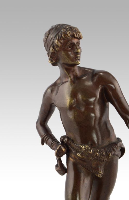BRONZE SCULPTURE OF DAVID BY LOUIS AUGUSTE MOREAU - ADDITIONAL PHOTO 4