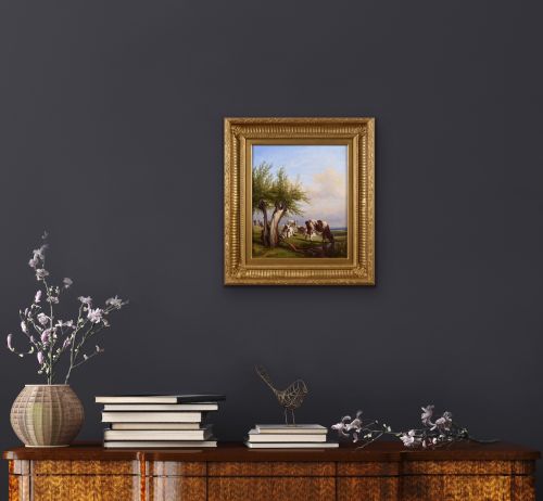 LANDSCAPE OIL PAINTING OF CATTLE BY THOMAS BAKER OF LEAMINGTON - ADDITIONAL PHOTO 6