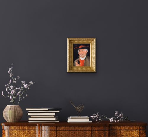PORTRAIT OIL PAINTING OF AN AUSTRIAN GENTLEMAN WITH A PIPE BY ERWIN EICHINGER - ADDITIONAL PHOTO 6