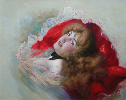 GENRE PORTRAIT OIL PAINTING OF A YOUNG WOMAN BY ANTONIO RIBAS Y OLIVER - ADDITIONAL PHOTO 1