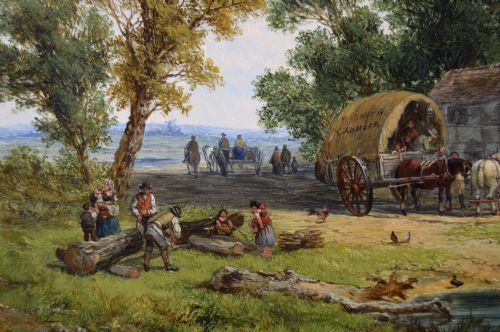 LANDSCAPE OIL PAINTING OF A VILLAGE TAVERN BY JOHN HOLLAND SNR - ADDITIONAL PHOTO 4