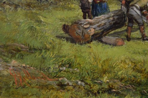 LANDSCAPE OIL PAINTING OF A VILLAGE TAVERN BY JOHN HOLLAND SNR - ADDITIONAL PHOTO 5