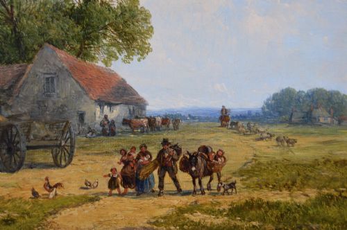 LANDSCAPE OIL PAINTING OF A VILLAGE TAVERN WITH A WINDMILL BY JOHN HOLLAND SNR - ADDITIONAL PHOTO 4