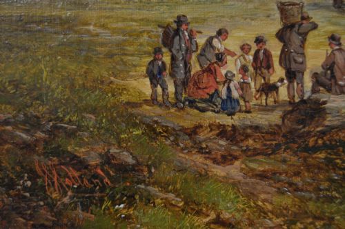 LANDSCAPE OIL PAINTING OF A VILLAGE TAVERN WITH A WINDMILL BY JOHN HOLLAND SNR - ADDITIONAL PHOTO 6