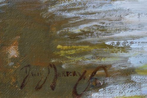 LANDSCAPE OIL PAINTING OF A BRIDGE OVER A RIVER BY SIR DAVID MURRAY - ADDITIONAL PHOTO 4