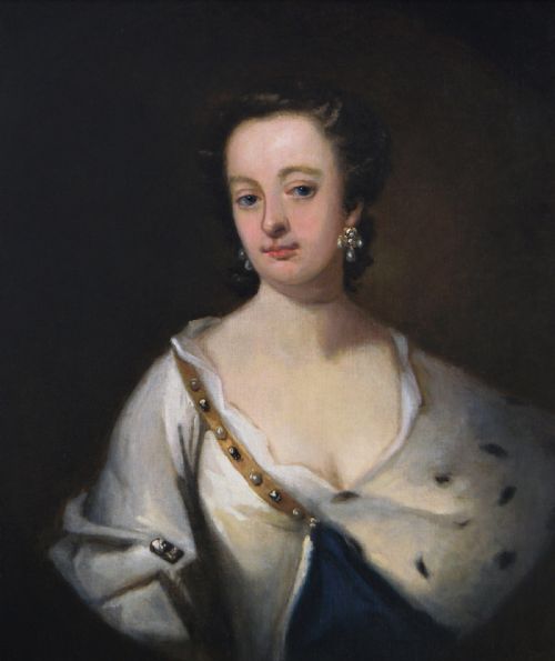 PORTRAIT OIL PAINTING OF A LADY IN AN ERMINE TRIMMED CLOAK C1720 CIRCLE OF SIR GODFREY KNELLER - ADDITIONAL PHOTO 1