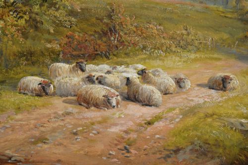 LANDSCAPE OIL PAINTING OF FIGURES BY A DERBYSHIRE BROOK BY GEORGE TURNER - ADDITIONAL PHOTO 3
