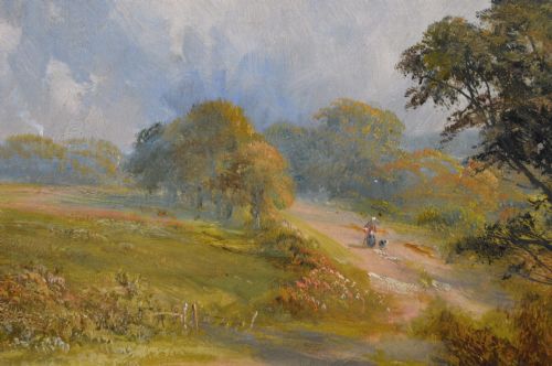 LANDSCAPE OIL PAINTING OF FIGURES BY A DERBYSHIRE BROOK BY GEORGE TURNER - ADDITIONAL PHOTO 5