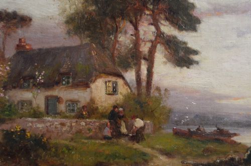 RIVER LANDSCAPE OIL PAINTING OF BOATS ON A RIVER BY STUART LLOYD - ADDITIONAL PHOTO 6