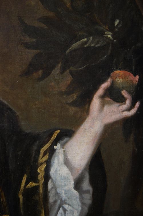 PORTRAIT OIL PAINTING OF A GIRL WITH AN ORANGE C1715 CIRCLE OF ROBERT BYNG - ADDITIONAL PHOTO 3