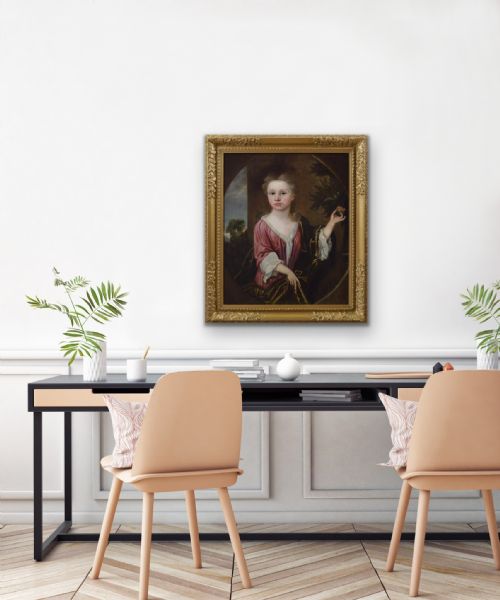 PORTRAIT OIL PAINTING OF A GIRL WITH AN ORANGE C1715 CIRCLE OF ROBERT BYNG - ADDITIONAL PHOTO 5