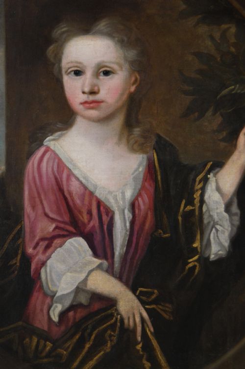 PORTRAIT OIL PAINTING OF A GIRL WITH AN ORANGE C1715 CIRCLE OF ROBERT BYNG - ADDITIONAL PHOTO 6
