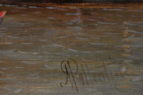 TOWNSCAPE OIL PAINTING OF THE DOGANA VENICE BY ALFRED POLLENTINE - ADDITIONAL PHOTO 6