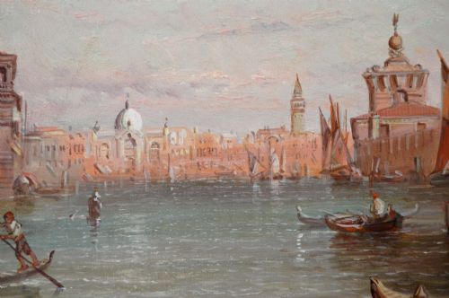 TOWNSCAPE OIL PAINTING OF THE DOGANA VENICE BY ALFRED POLLENTINE - ADDITIONAL PHOTO 5