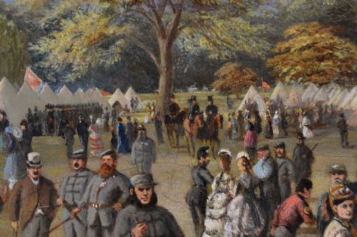 PAIR OF MILITARY LANDSCAPE OIL PAINTINGS OF VOLUNTEER RIFLE SOLDIERS BY FREDERICK HENRY HOWARD HARRIS - ADDITIONAL PHOTO 5