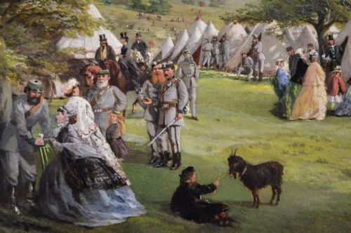 PAIR OF MILITARY LANDSCAPE OIL PAINTINGS OF VOLUNTEER RIFLE SOLDIERS BY FREDERICK HENRY HOWARD HARRIS - ADDITIONAL PHOTO 10