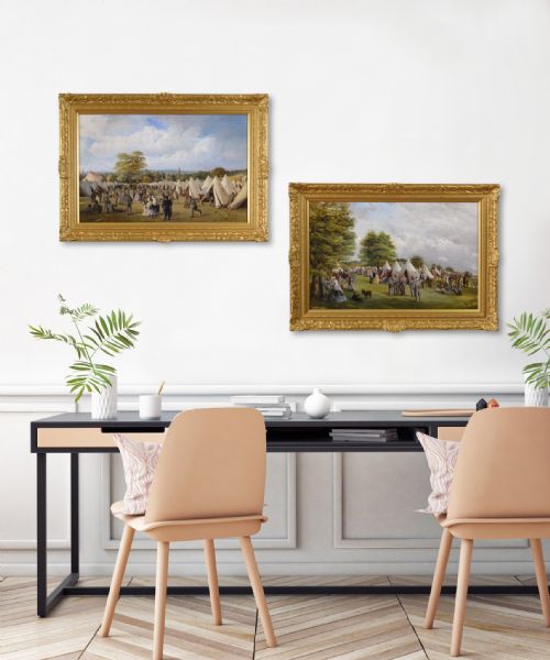 PAIR OF MILITARY LANDSCAPE OIL PAINTINGS OF VOLUNTEER RIFLE SOLDIERS BY FREDERICK HENRY HOWARD HARRIS - ADDITIONAL PHOTO 15