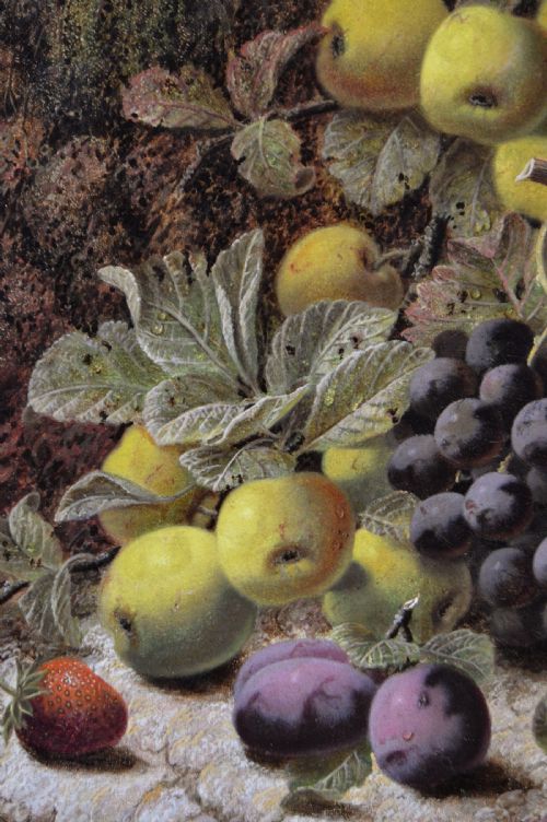 STILL LIFE OIL PAINTING OF APPLES GRAPES OTHER FRUIT BY OLIVER CLARE - ADDITIONAL PHOTO 2