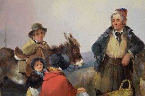 GENRE SEASCAPE OIL PAINTING OF FISHER FOLK ON A BEACH BY WILLIAM SHAYER - ADDITIONAL PHOTO 4