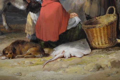 GENRE SEASCAPE OIL PAINTING OF FISHER FOLK ON A BEACH BY WILLIAM SHAYER - ADDITIONAL PHOTO 5