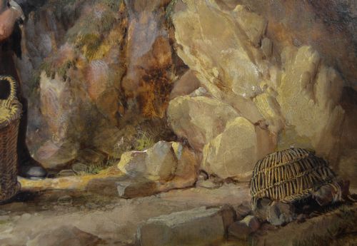 GENRE SEASCAPE OIL PAINTING OF FISHER FOLK ON A BEACH BY WILLIAM SHAYER - ADDITIONAL PHOTO 10