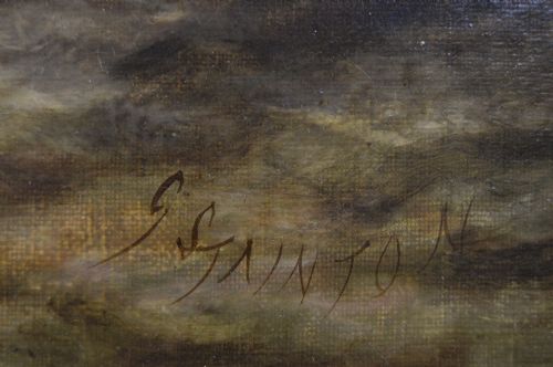 SEASCAPE OIL PAINTING OF SHIPS AT BRADING HAVEN ISLE OF WIGHT BY GEORGE STAINTON - ADDITIONAL PHOTO 5