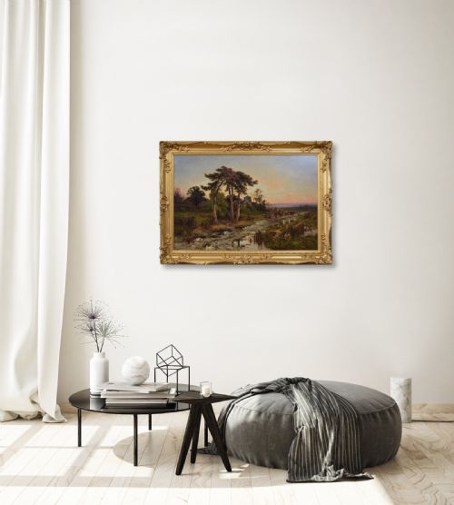 LANDSCAPE OIL PAINTING OF A LOGGING CART ON A COUNTRY TRACK BY HENRY H PARKER - ADDITIONAL PHOTO 10