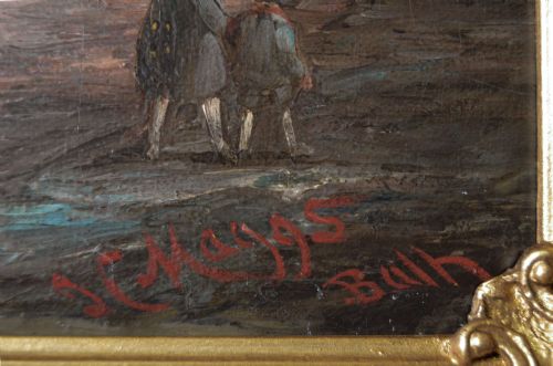 COACHING SCENE OIL PAINTING OUTSIDE A BATH INN BY JOHN CHARLES MAGGS - ADDITIONAL PHOTO 2